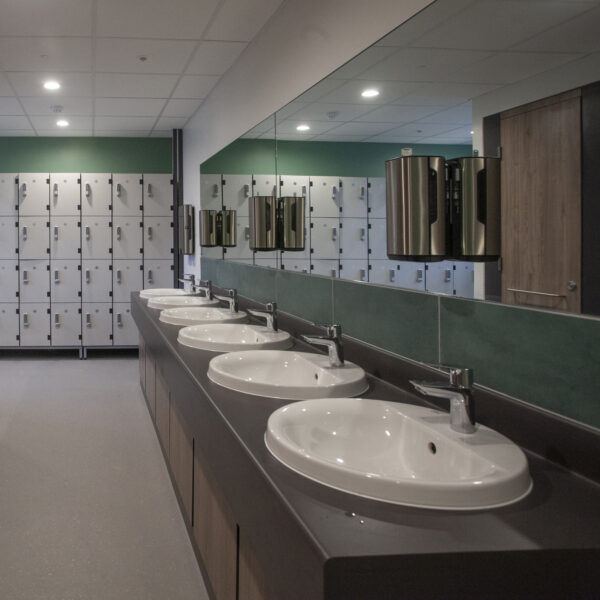 Public restroom plumbing installed in commercial property