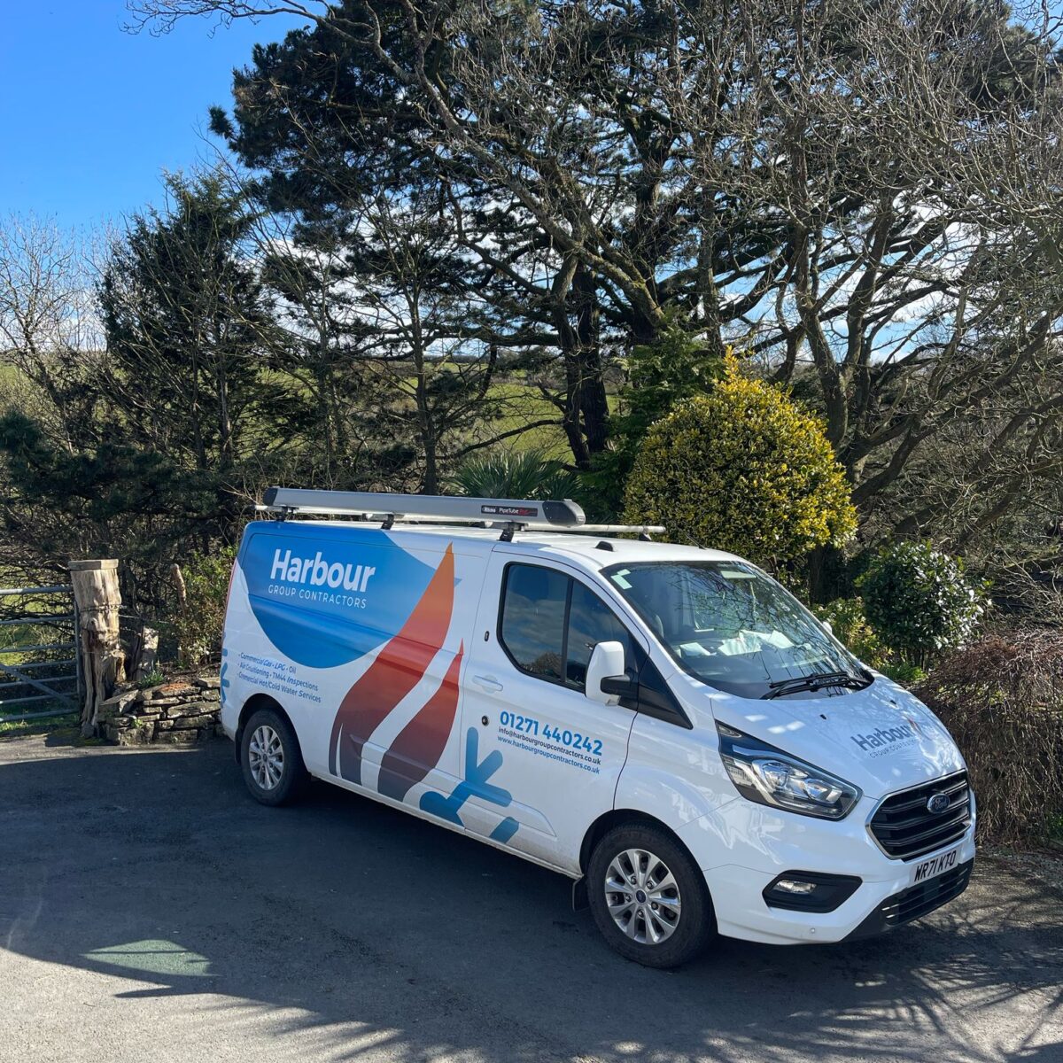 Harbour Group Contracots work van parked in driveway property in Barnstaple Devon
